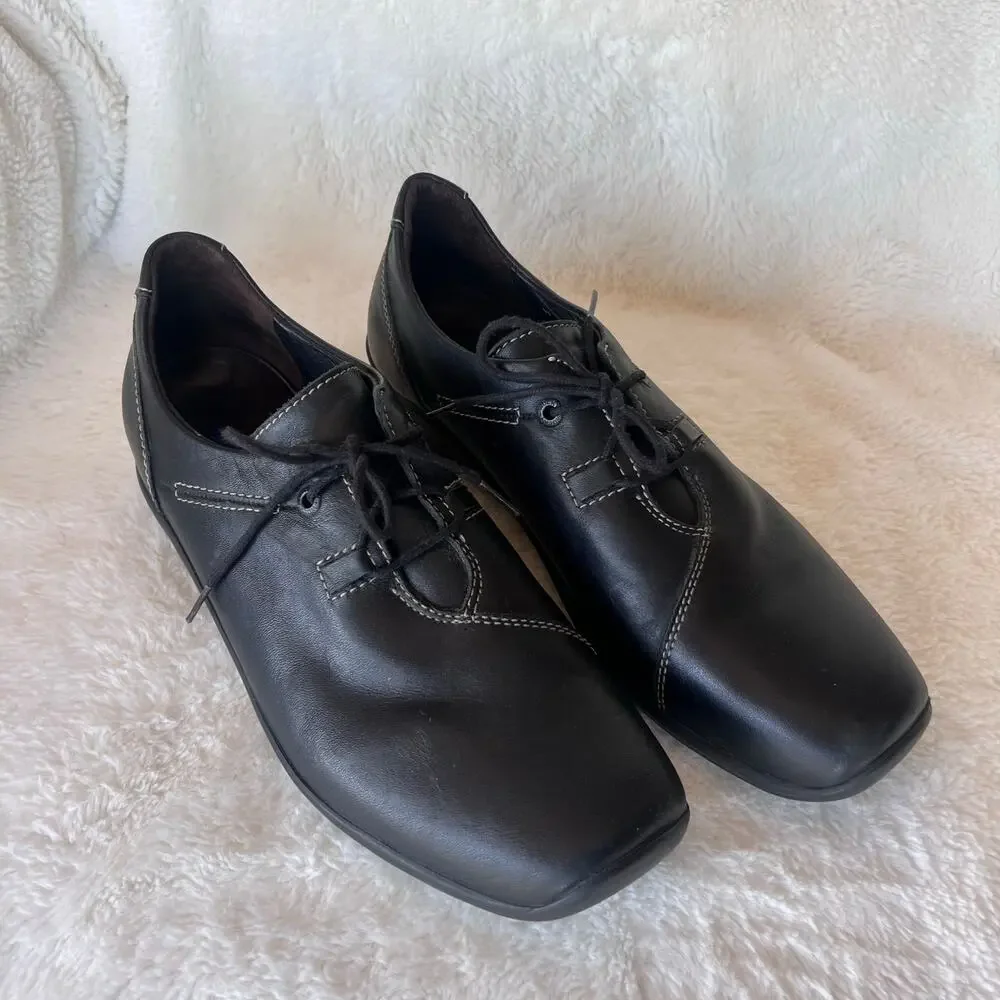 Wolky Black Leather Lace Up Shoes Men’s Size 9 EU 42 Comfort Oxford Casual